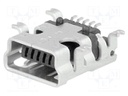 Socket; USB B mini; UX; on PCBs; SMT; PIN: 5; horizontal; USB 2.0