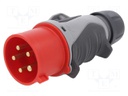 Connector: AC supply 3-phase; plug; male; 32A; 400VAC; IP44; PIN: 5