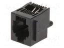 Socket; RJ14; PIN: 4; with panel stop blockade; Layout: 6p4c; THT