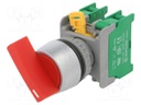Switch: rotary; Stabl.pos: 1; NO x2; 3A/230VAC; 22mm; red; IP65