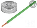Wire; solid; Cu; 1x0,20mm2; PVC; green; 60V; -10÷85°C; 10m; 1x0.5mm
