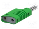 Connector: 4mm banana; plug; 36A; 30VAC; 60VDC; green; insulated
