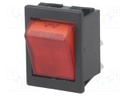 ROCKER; DPST; Pos: 2; OFF-ON; 16A/250VAC; red; neon lamp 250V