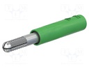 Connector: 4mm banana; adapter; 25A; green; 40.5mm; nickel plated