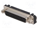 D-Sub; PIN: 25; socket; female; with threaded screw,PCB snap-in