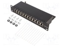 Patch panel; RJ45; Cat: 6a; RACK; Colour: black; IDC; 10"; Height: 1U