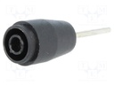 Socket; 4mm banana; 25A; 1kV; black; nickel plated; PCB; insulated