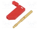Plug; 4mm banana; 24A; 60VDC; red; gold-plated; Contacts: brass