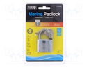 Padlock; Width: 40mm; stainless steel; gates,garages,cabinets