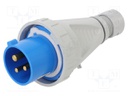 Connector: AC supply 3-phase; plug; male; 16A; 230VAC; IEC 60309