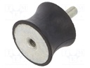 Vibration damper; M8; Ø: 40mm; rubber; L: 30mm; Thread len: 23mm