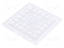 LED lens; square; Mat: PMMA plexiglass; transparent; H: 9.5mm