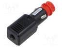 Cigarette lighter plug; screw terminal; Sup.volt: 12÷24VDC; 7.5A