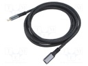 Cable; USB 3.2 Gen 2; USB C socket,USB C plug; gold-plated; 2m