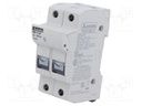 Fuse base; 10x38mm; for DIN rail mounting; 32A; Poles: 2; 1kVDC
