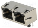 Socket; RJ45; Cat: 5; shielded,double; Layout: 8p8c; THT; angled 90°