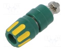 Connector: 4mm banana; socket; 35A; 30VAC; 60VDC; yellow-green