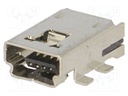 Socket; USB A mini; SMT; PIN: 4; horizontal