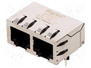 Socket; RJ45; PIN: 8; shielded,double,with LED; Layout: 8p8c; THT