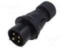 Connector: AC supply 3-phase; plug; male; straight; for cable
