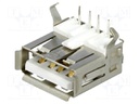 Socket; USB A; THT; angled 90°
