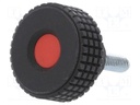 Knob; Ø: 31mm; Ext.thread: M6; 20mm; H: 24mm; technopolymer (PP)