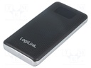 Re-battery: powerbank; 10000mAh; 2.1A; Out: USB; Colour: black; 5VDC