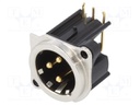 Socket; XLR; male; PIN: 3; side,angled 90°; left; on PCBs; THT; 6A