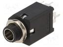 Socket; Jack 6,35mm; female; stereo; with on/off switch; straight