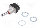 Switch: toggle; Pos: 3; DPDT; (ON)-OFF-ON; 5A/28VAC; Leads: screw