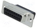 D-Sub; PIN: 15; plug; female; w/o contacts; for cable; 250V
