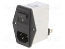 Connector: AC supply; socket; male; 6A; 250VAC; -25÷85°C; 450uH