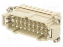 Connector: HDC; contact insert; male; DE; PIN: 32; 32+PE; 16A; 500V