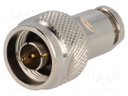 Plug; N; male; straight; 50Ω; H155; clamp; for cable; teflon