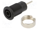 Socket; 4mm banana; 24A; 1kV; L: 35.5mm; black; nickel plated