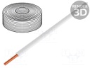 Wire; solid; Cu; 1x0,20mm2; PVC; white; 60V; -10÷85°C; 10m; 1x0.5mm