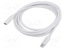 Cable; High Speed,USB 2.0; USB C socket,USB C plug; 3m; white