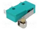 Microswitch SNAP ACTION; with lever (with roller); SPDT; Pos: 2