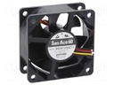 Axial Fan, 12 V, DC, 60 mm, 25 mm, 26.1 cu.ft/min, 0.74 m³/min