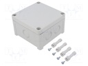 Enclosure: junction box; X: 110mm; Y: 110mm; Z: 65mm; wall mount; ABS