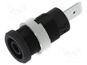 Socket; 4mm banana; 36A; 1kV; black; nickel plated; on panel,screw