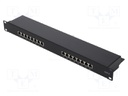 Patch panel; RJ45; Cat: 6; RACK; Colour: black; Number of ports: 16