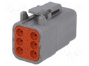 Connector: wire-wire; DTM; plug; female; PIN: 6; IP68; Locking: latch