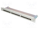 Patch panel; RJ45; Cat: 6; RACK; Colour: grey; Number of ports: 24
