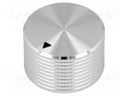 Knob; with pointer; aluminium; Shaft d: 6mm; Ø25x15mm
