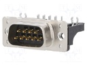 D-Sub; PIN: 9; socket; male; low profile,PCB snap-in; angled 90°