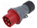 Connector: AC supply 3-phase; plug; male; straight; for cable