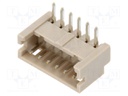 Socket; wire-board; male; DF13; 1.25mm; PIN: 6; THT; on PCBs; tinned