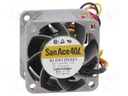 Fan: DC; axial; 12VDC; 40x40x28mm; 9.6m3/h; 40dBA; ball bearing