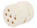 Connector: M23; PIN: 6; female; crimped; w/o contacts; 300V; 20A